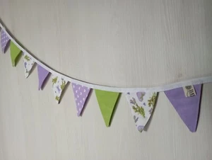 * Frühling Lavendel Deko * Girlande * Wimpelkette * 15 kleine Wimpel * ca.1,50m* - Bild 1 von 4