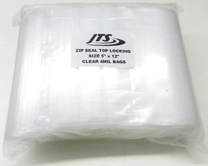 5" x 12" Resealable Bags 4 Mil Zip Seal Top Lock 5x12 Clear HD Plastic Poly Bags - Picture 1 of 4