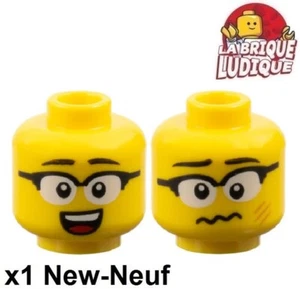 Lego 1x minifig tête head lunette sourire étourdi griffure glasses 3626pb3773 - Picture 1 of 1
