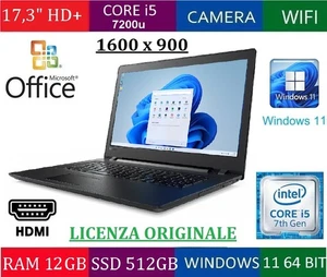17,3" HD+ CORE I5 7200u RAM 12GB DDR4 SSD 512GB SCONTO NOTEBOOK LENOVO 17IKB PC - Foto 1 di 1
