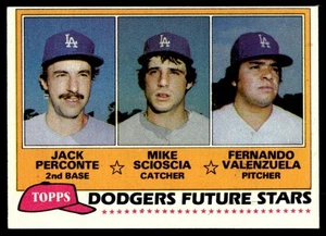 1981 Topps Jack Perconte/Mike Scioscia/Fernando Valenzuela Rookie Dodgers #302 B - Imagen 1 de 2