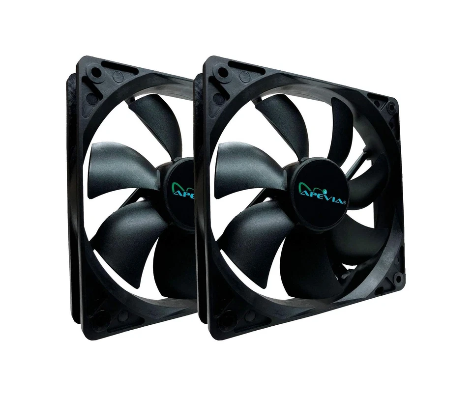 APEVIA AF212S-BK 120mm 4pin Molex & 3pin Motherboard Silent Black Case Fan - Image 1 of 4