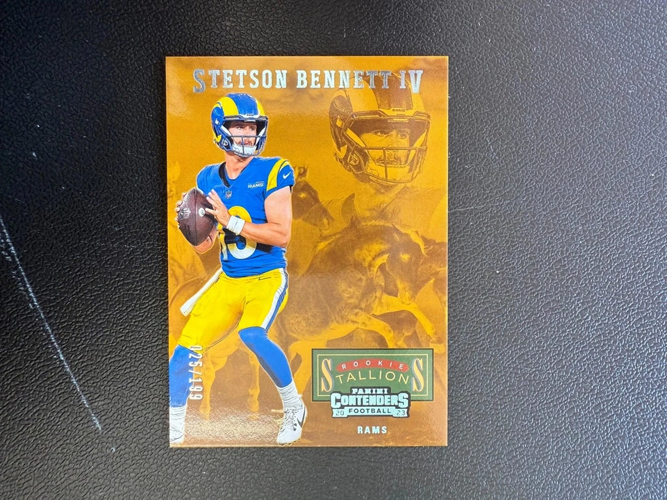 Stetson Bennett IV 2023 Contenders Rookie Stallions Blue Foil RC /199 Rams D23 - Image 1 of 1