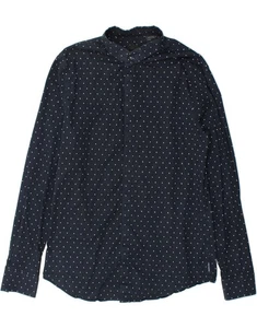 ARMANI EXCHANGE Mens Graphic Slim Shirt Medium Navy Blue Cotton CL12 - Picture 1 of 3