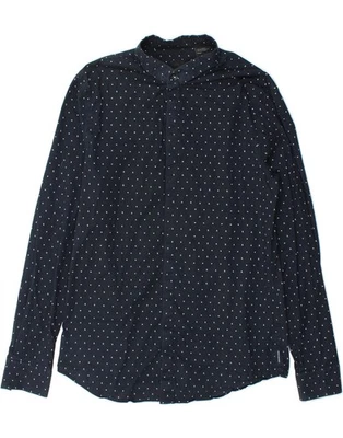 ARMANI EXCHANGE Mens Graphic Slim Shirt Medium Navy Blue Cotton CL12 - Image 1 of 3