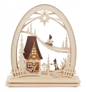 Fensterbild elektrisch Erzgebirgsbogen Seiffener Kirche BxHxT 31x33x6cm NEU  - Bild 1 von 1