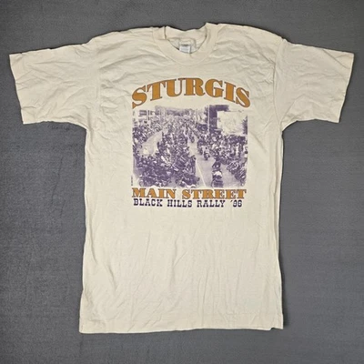 复古 '96 Sturgis 自行车拉力赛 T 恤成人大号白色 56 第年度单针 — 第 1/4 张图片