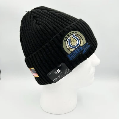 Indianapolis Colts New Era Sombrero Negro Gorro Para Hombres Talla Única NFL Salute Service Nuevo Con Etiquetas Foto 1 de 4