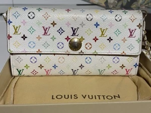 Louis Vuitton Murakami Envelope Long Wallet Rainbow Logo Monogram LV Y2K Chain - Picture 1 of 15