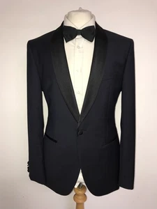 HUGO BOSS - Slim Fit NAVY BLUE WOOL Dinner SUIT - 38 Reg - W32 L32 - WORN ONCE - Picture 1 of 13