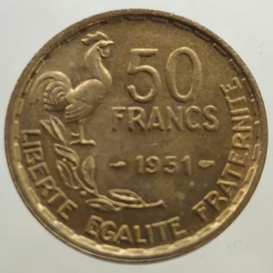 50 Francs 1951 Guiraud Coq Qualité France - Picture 1 of 7