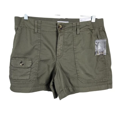 Sonoma Womens Olive Utility Cargo Shorts Size 12 With Extra Buttons - Image 1 of 4