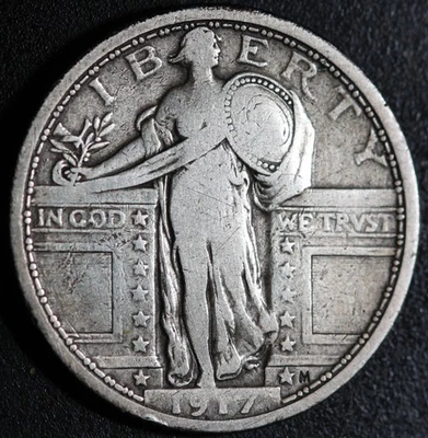 1917-P *TIPO 1* CUARTO LIBERTAD DE PIE PECHOS DESNUDOS Foto 1 de 2