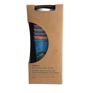 Neu im Karton Starbucks wiederverwendbare heiße Becher 6 Tassen mit Deckel 16 Unzen - Bild 1 von 7