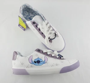 Neu Disney Lilo Stitch Damen-Sneaker weiß lila Glitzer Halbschuhe 11W - Bild 1 von 12