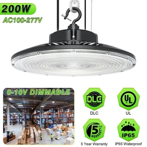 LED High Bay Light Warehouse Light Dimmable AC100-277V 200W 28000LM DLC Listed - Picture 1 of 14