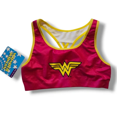 DC Comics Wonder Woman Girls Sports Bra Pink Yellow XL 14/16 NWT - Image 1 of 4