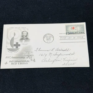 VTG‼ First Day Issue FDC Cover 1963 100th Anniversary International Red Cross 5c - Picture 1 of 2