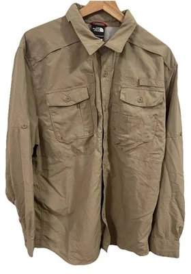 Camisa North Face Manga Larga Beige Tostado Para Hombre Grande Exterior Utilidad Pesca Foto 1 de 4
