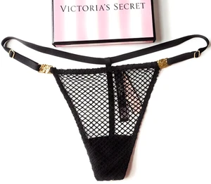Victoria's Secret SEHR SEXY V-String Tanga VS schwarz Netz Spitze Hardware M L XL - Bild 1 von 4