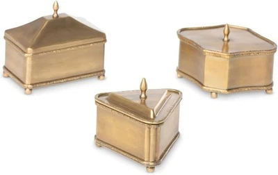 Brass Escritoire Boxes Vintage Desk Organizer Decor Set of 3 - Image 1 of 4