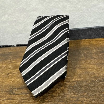 Corbata Alexandre London Savile Row 100 % seda gris blanco rayas negra 60x3,5 Foto 1 de 3