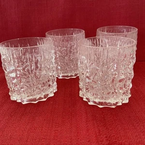 (4) Vintage MCM Lucite Bark Texture Crackle Ice Tumblers Barware 3.5” Tall Qty 4 - Picture 1 of 5