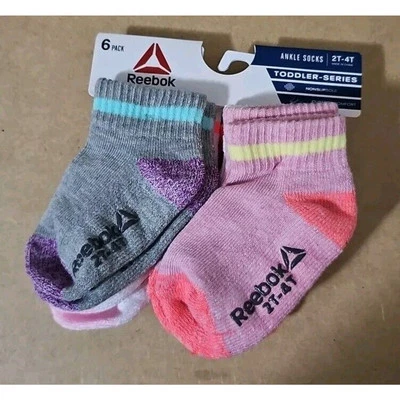 Nuevos calcetines antideslizantes Reebok para niñas pequeñas 5 pares 2T-4T Foto 1 de 3