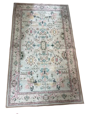 Tapete de área lavável Everwash cashmere 5' x7' padrão medalhão floral pastel macio - Imagem 1 de 4