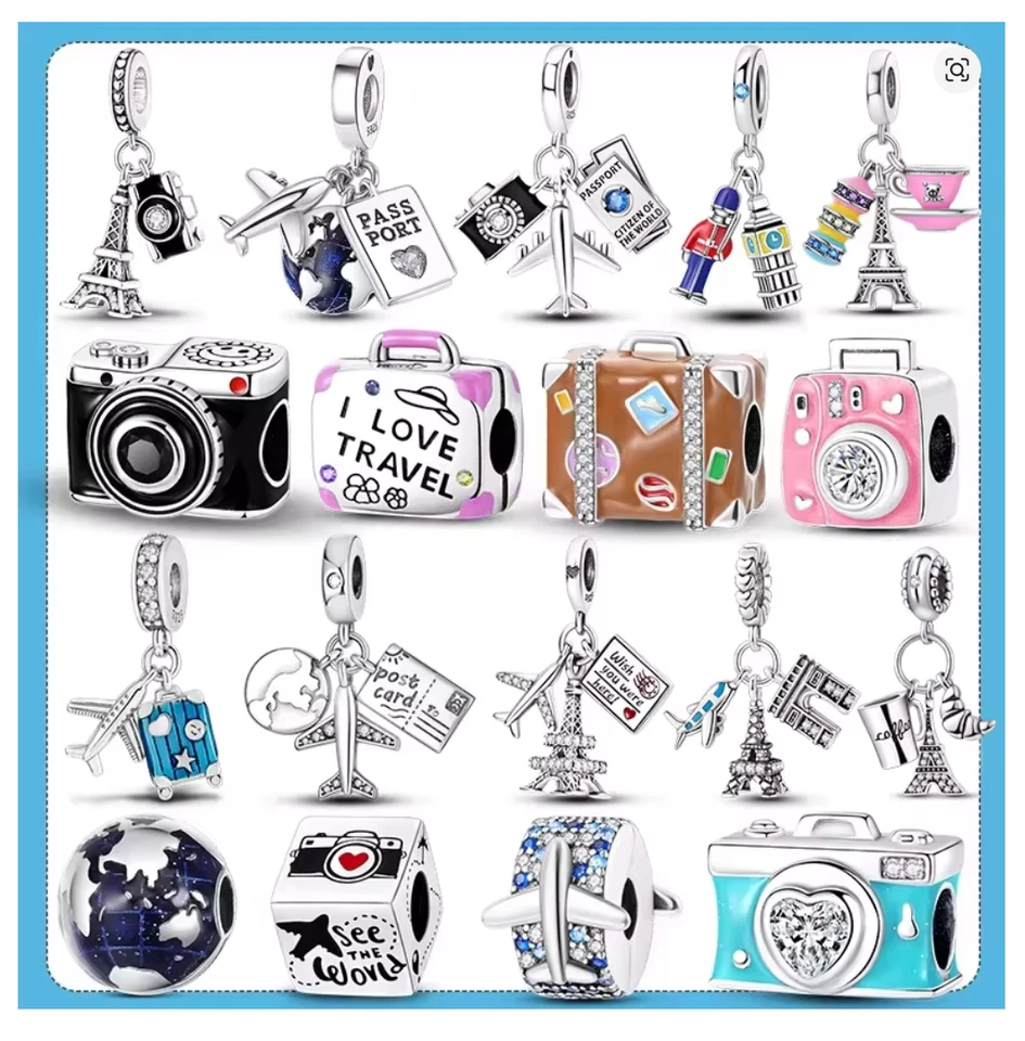 Charms Anhänger 925 Silber  Stopper Frau Geschenk Armband Urlaub Reise Sommer 💝 - Bild 1 von 1