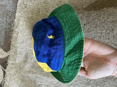 Polo Ralph Lauren Bucket Hat Cap Kids Color Block Blue Green Yellow 12-24 Months - Image 1 of 4