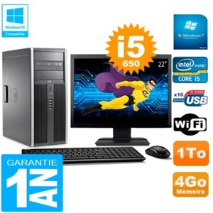 PC HP 8100 Tour Pantalla 22" Core I5-650 RAM 4Go Disco 1To Grabador DVD Wifi W7 - Imagen 1 de 1
