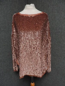 ASOS Sequin Oversized Sweat with V Back & Raw Edge UK 8 LN029 GG 10 - Picture 1 of 5