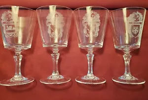 Set of 4 Crest & Coat of Arms Lead Crystal Wine or Water Goblets Names Vary Mint - Picture 1 of 15