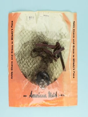 Vintage Millinery Hat Veil, "An American Maid Veil", Brown,2pcs, NOS, 16" inches - Image 1 of 4