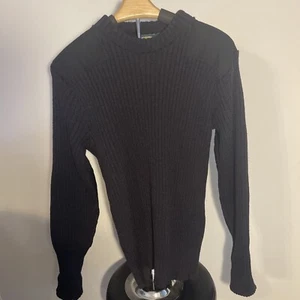 Vintage Cabelas Sweater Mens Large Black 100% Lambswool w Elbow Pads - Picture 1 of 5