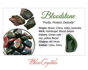BLOODSTONE Crystal Information Card, Double sided #HC54 - Picture 1 of 2