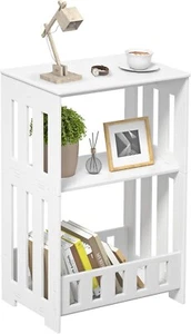 HAYOFAMY 3 Tier Side Table Night Stand, Narrow End Table with Display Shelf, Wht - Picture 1 of 6