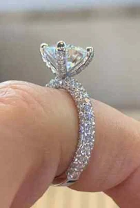 2Ct Cushion Cut Lab-Created Diamond Engagement Ring 14K White Gold Plated Silver - Picture 1 of 7