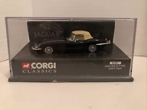 E Type Jaguar Soft Top Black Corgi Classics 1/43 Scale Diecast Model Car 02801 - Picture 1 of 8