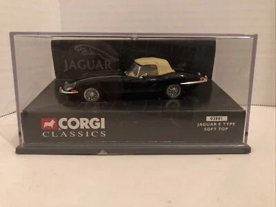 E Type Jaguar Soft Top Black Corgi Classics 1/43 Scale Diecast Model Car 02801 - Image 1 of 4