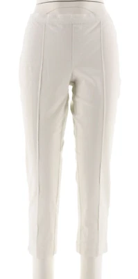 Calça Isaac Mizrahi 24/7 elástica tornozelo pintuck branco brilhante, tamanho 4P. - Imagem 1 de 4