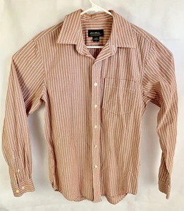 Eddie Bauer Mens Button Up Casual Dress Shirt Stripes SMALL Long Sleeve Orange - Picture 1 of 4