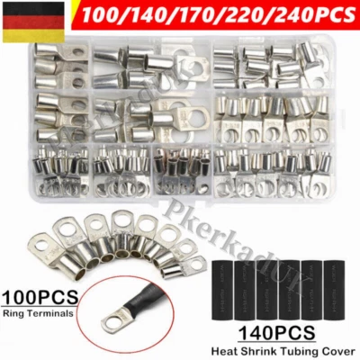 240X Rohrkabelschuhe Sortiment 6-35mm² Ringösen Ringzungen Kabelschuhe Ring Set