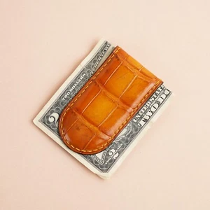 Clip para dinero de cuero de cocodrilo naranja - Imagen 1 de 5