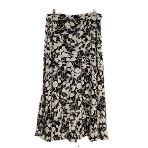 Jones New York Skirt 14 Pure Silk Floral Monochrome Flowy Dreamy Feminine Boho - Picture 1 of 6