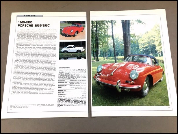 Porsche 356B 356C Car Review Print Article with Specs 1960 1961 1962 1963 P336 - Image 1 of 1