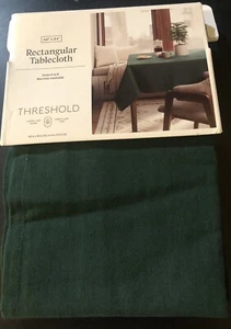 Threshold Forest Green Oblong Tablecloth 60" X 84” Rectangular ￼Cotton/Linen New - Picture 1 of 11