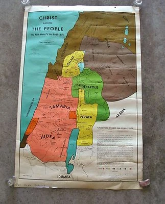 Mapa de doble cara de la escuela secundaria The Time of Moisés Christ Among the People 1956    Foto 1 de 4
