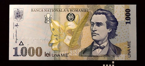ROMAINIA 1998 1.000 LEI FLOWER BANKNOTE  INV#B10541 Cover